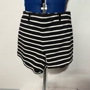 Black and White Striped Women's Shorts
